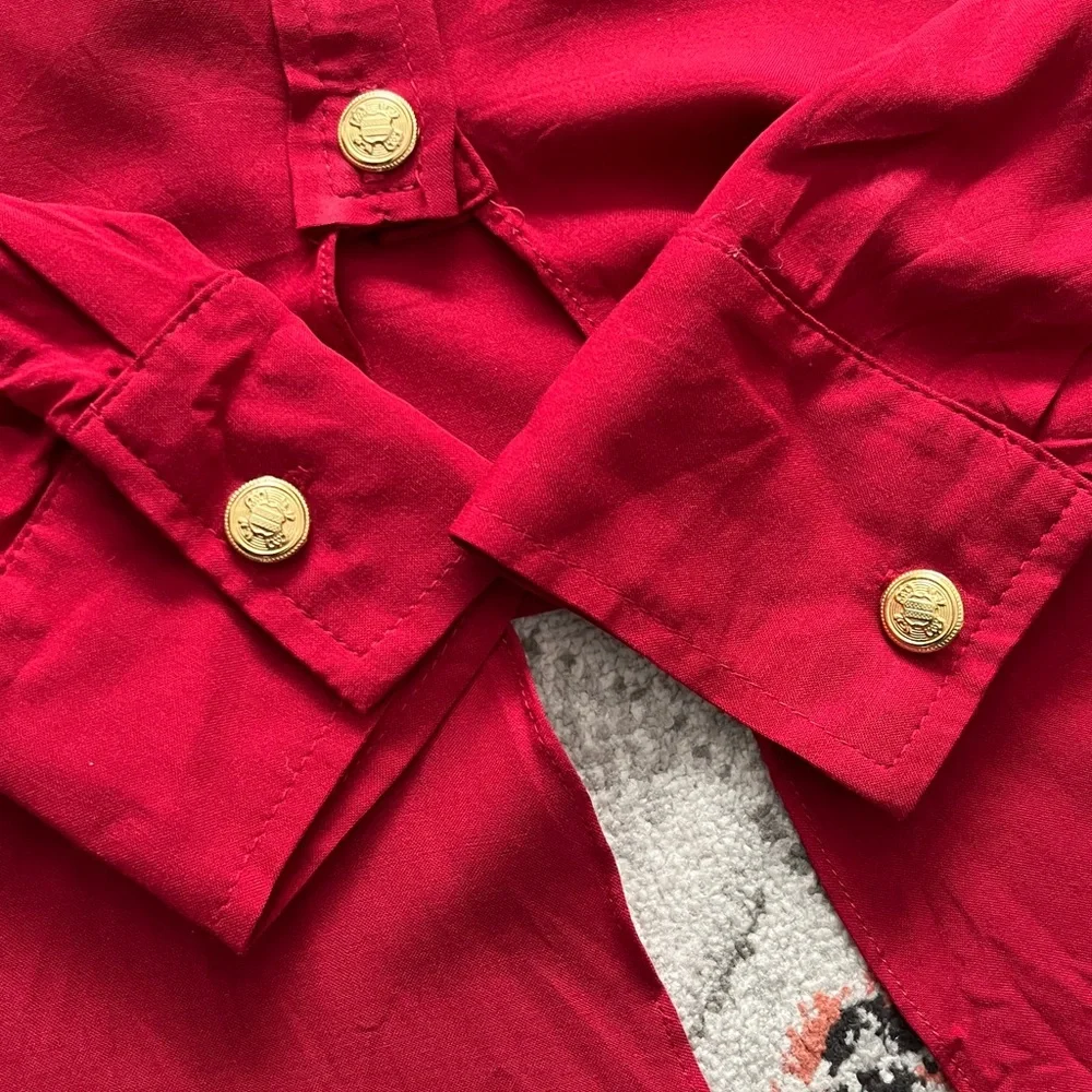 Karen Kane Red Button-Up Tie Front Blouse - Picture 5 of 14
